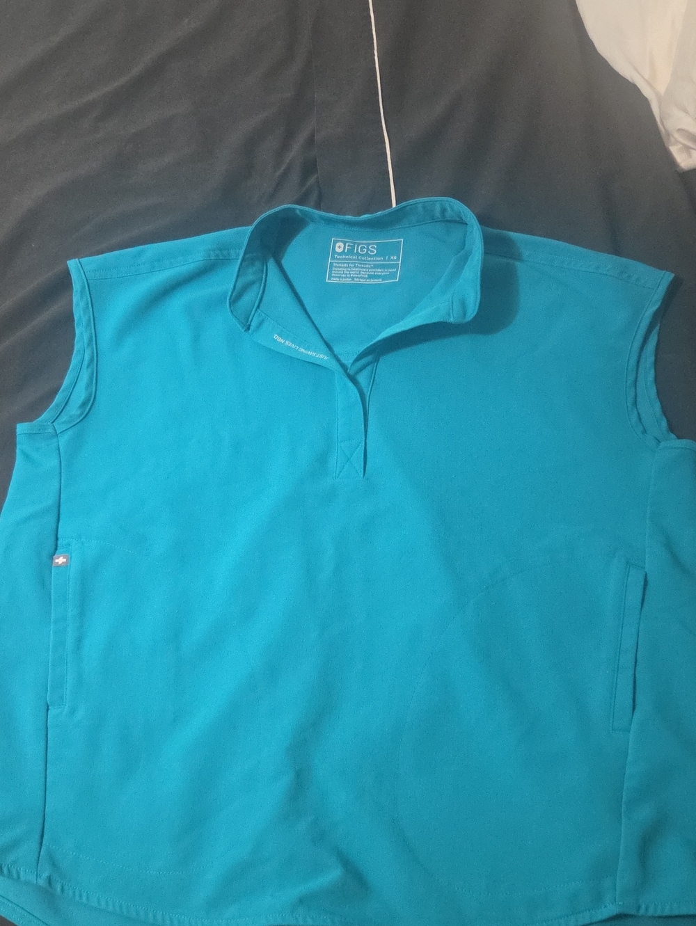 FIGS Womans Teal Sleeveless Polo Shirt